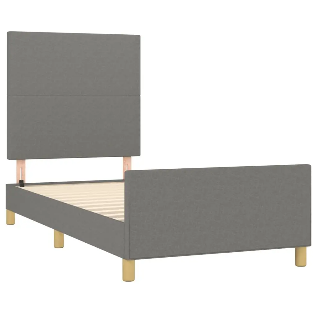 King Single Bed Frame with Headboard Grey Fabric 107x203cm Bedroom Furniture