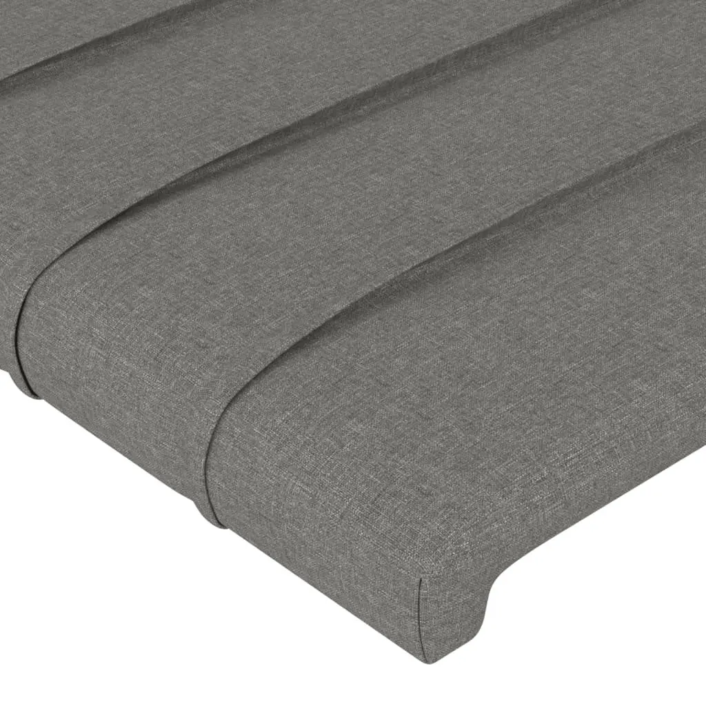 King Single Bed Frame Grey Fabric Headboard Adjustable Height Plywood Slats