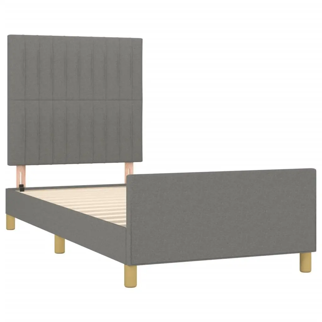 Grey Fabric King Single Bed Frame with Headboard