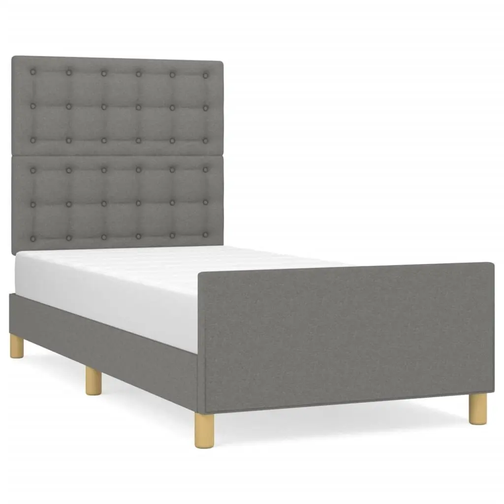 Bed Frame King Single Size Grey Fabric 107x203 cm