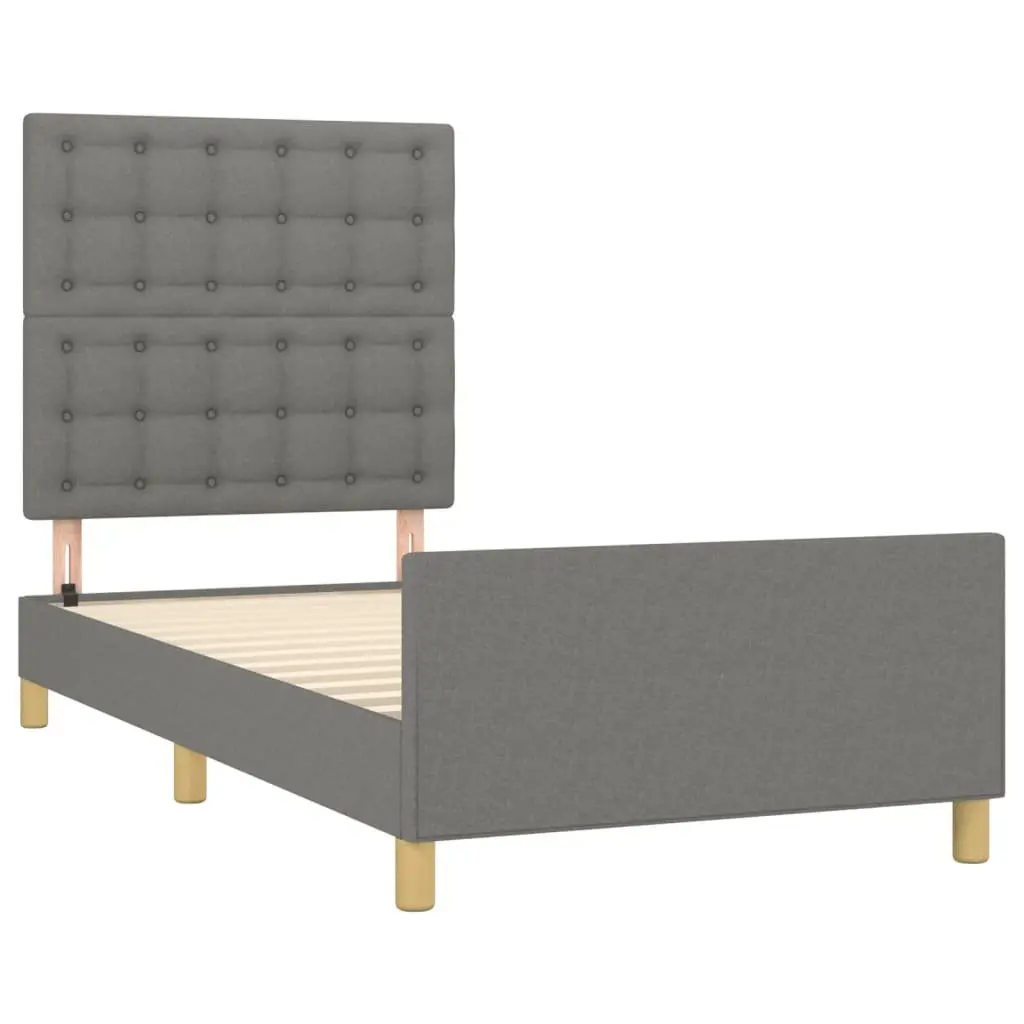 Bed Frame King Single Size Grey Fabric 107x203 cm
