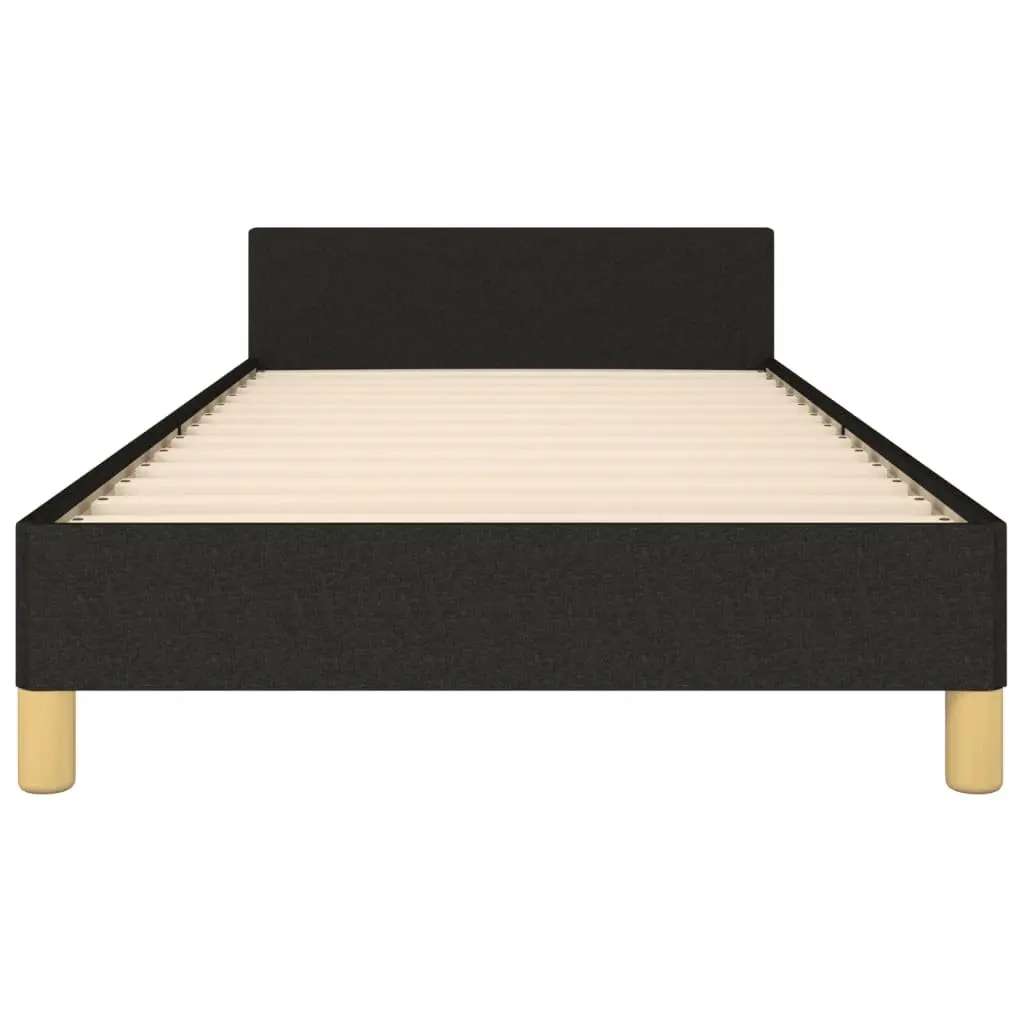 King Single Bed Frame with Adjustable Height Black Fabric Headboard 107x203 cm Bedroom Furniture