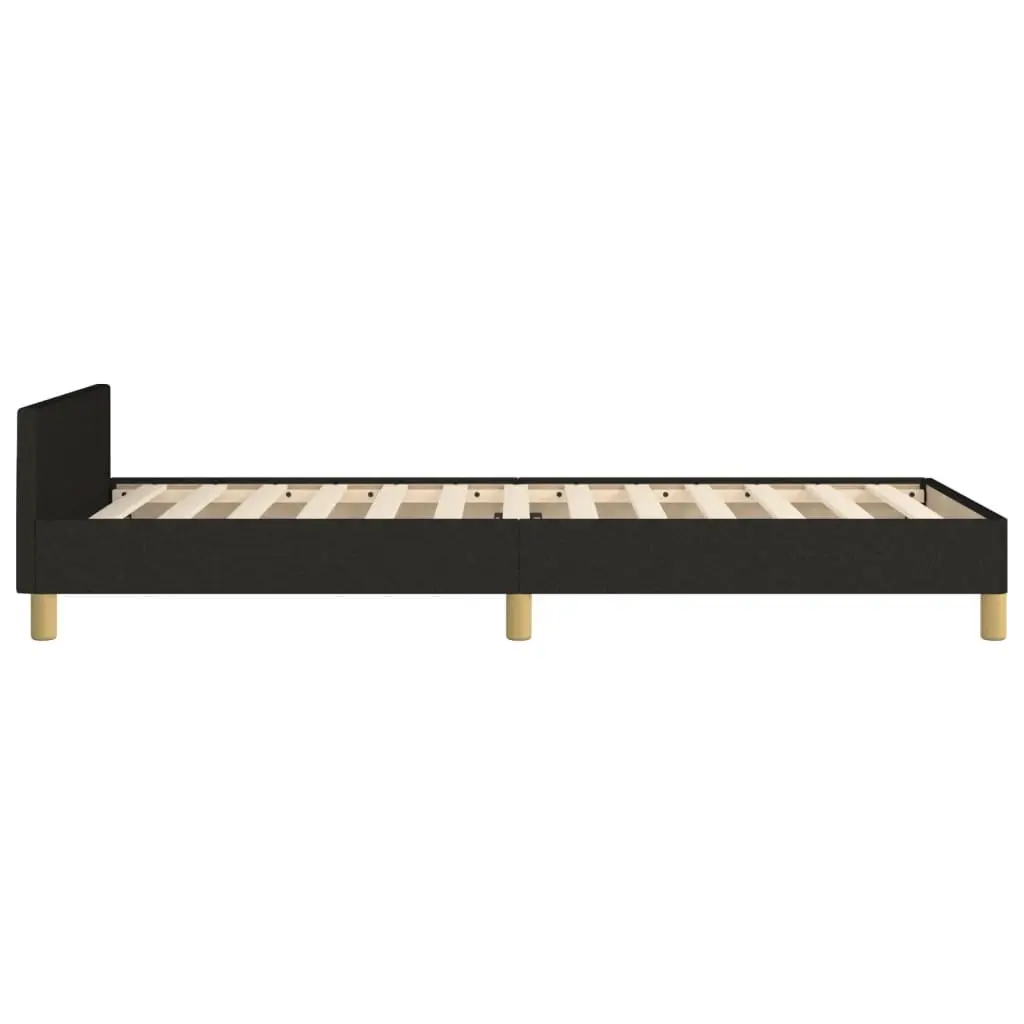 King Single Bed Frame with Adjustable Height Black Fabric Headboard 107x203 cm Bedroom Furniture