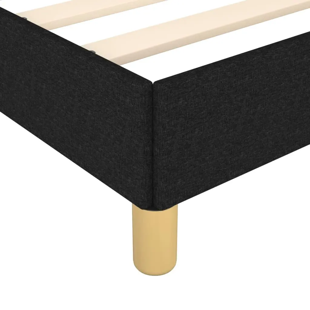 King Single Bed Frame with Adjustable Height Black Fabric Headboard 107x203 cm Bedroom Furniture