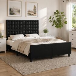 Comfortable Double Bed Frame in Black Faux Leather