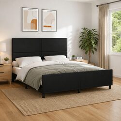 Comfortable Black Faux Leather Queen Bed Frame for Value