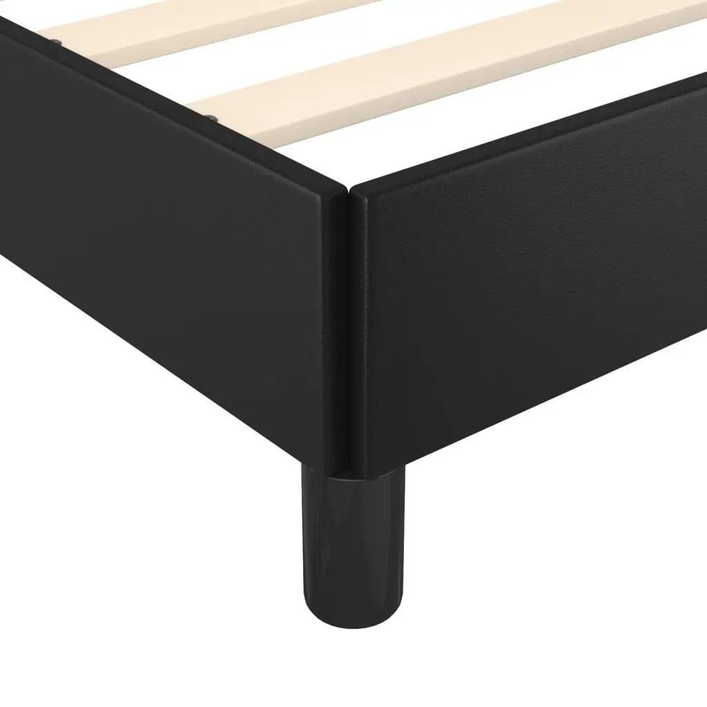 Queen Bed Frame Black Faux Leather Headboard Adjustable Height Bedroom Furniture
