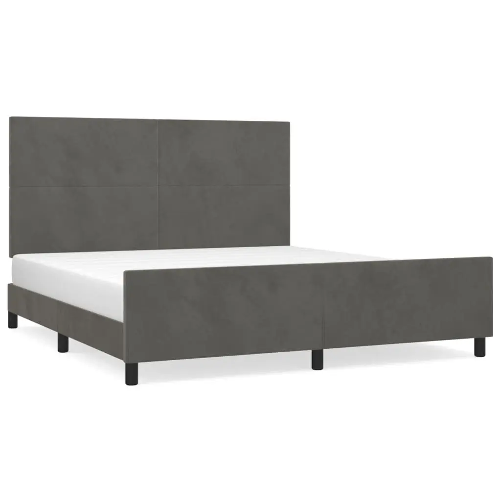 Dark Grey Velvet Queen Bed Frame for Comfort