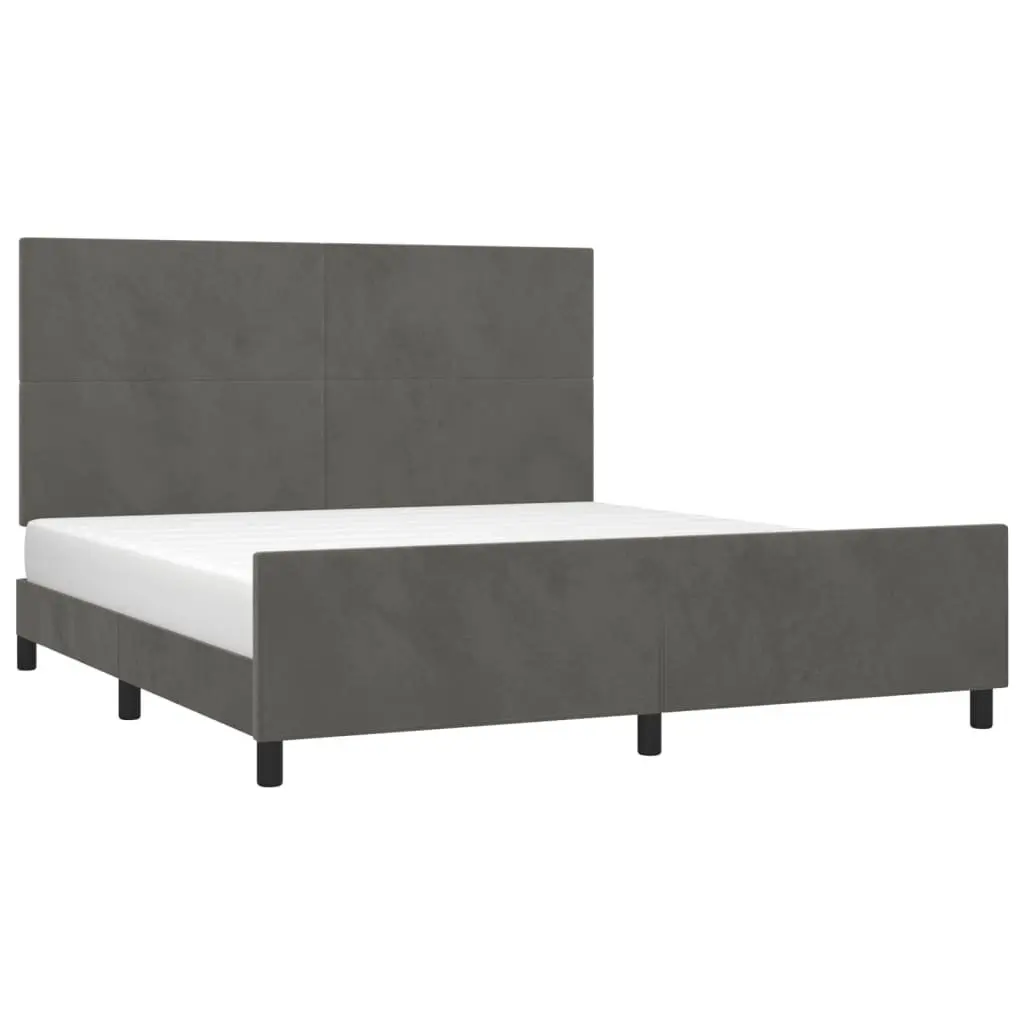 Dark Grey Velvet Queen Bed Frame for Comfort