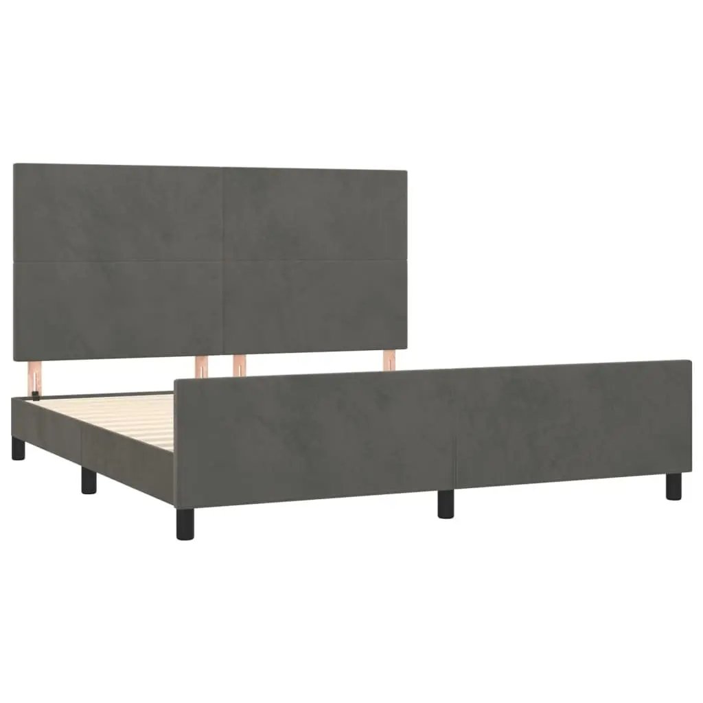 Dark Grey Velvet Queen Bed Frame for Comfort