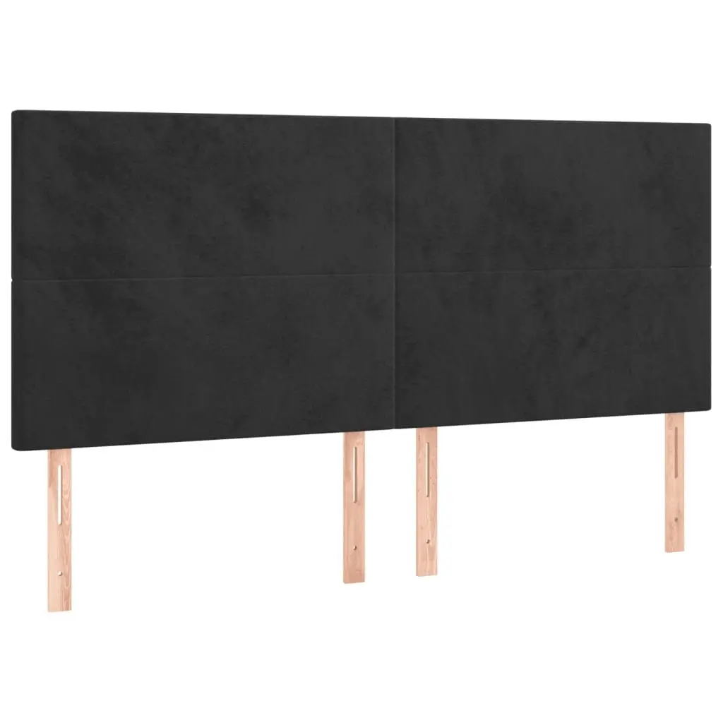 Queen Bed Frame Adjustable Height 152x203cm Black Velvet Plywood Slats