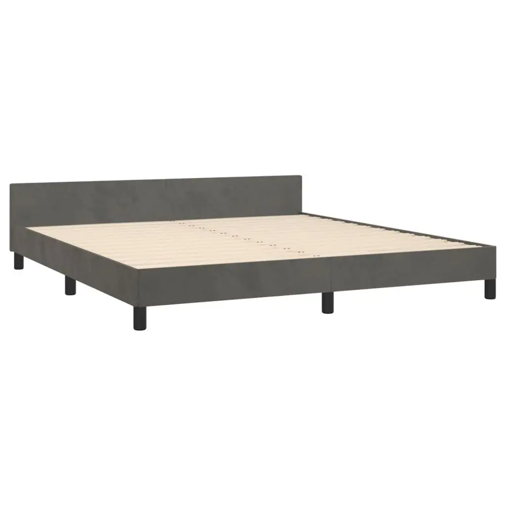 Dark Grey Queen Bed Frame with Velvet Finish
