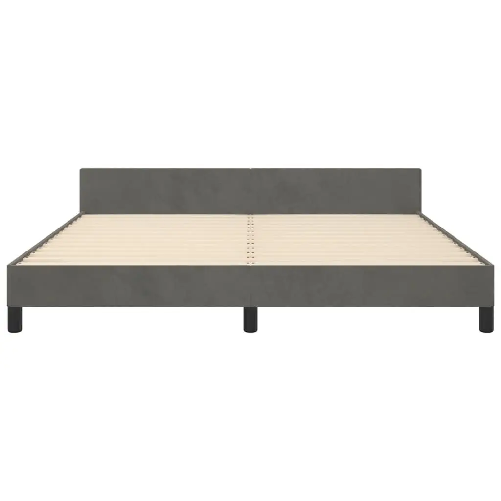 Dark Grey Queen Bed Frame with Velvet Finish