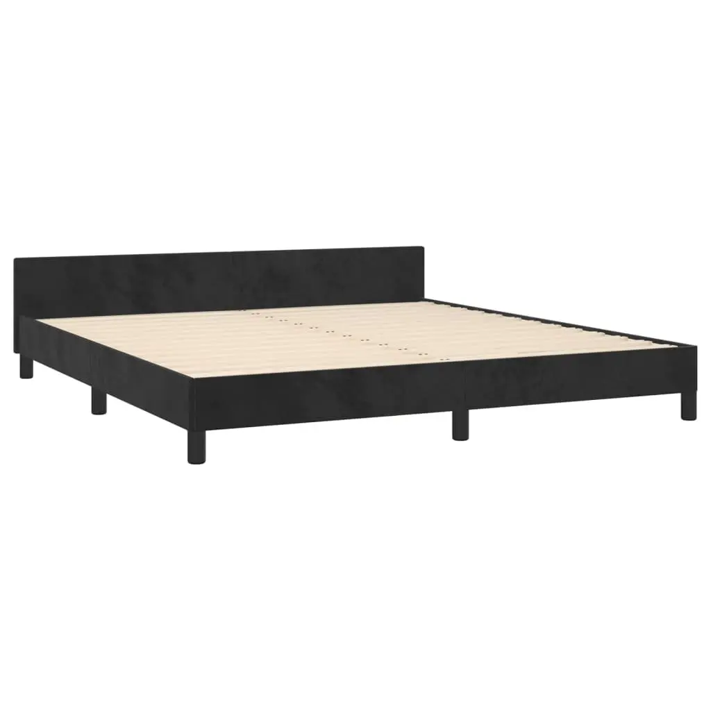 Queen Bed Frame with Supportive Velvet Headboard