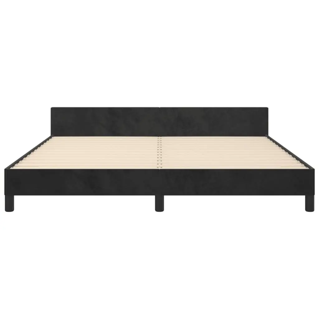 Queen Bed Frame with Supportive Velvet Headboard