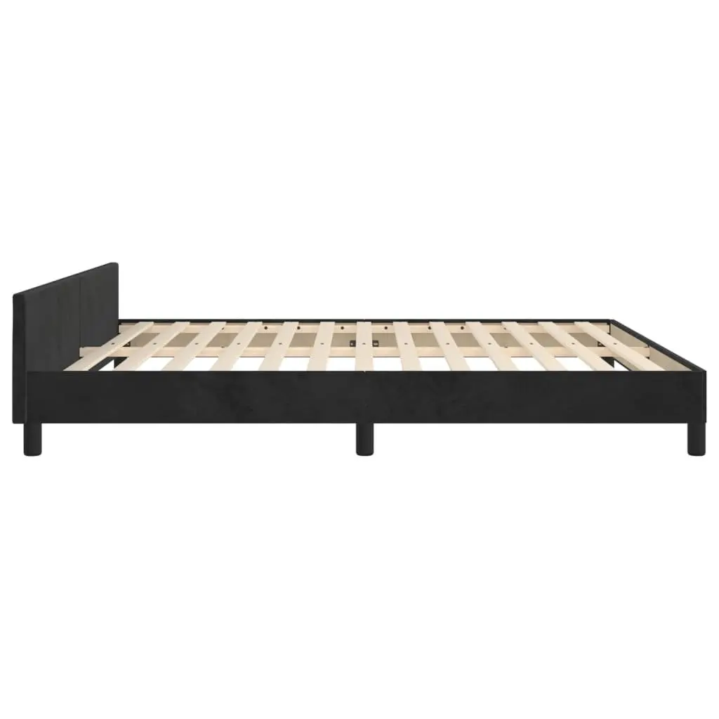 Queen Bed Frame with Supportive Velvet Headboard