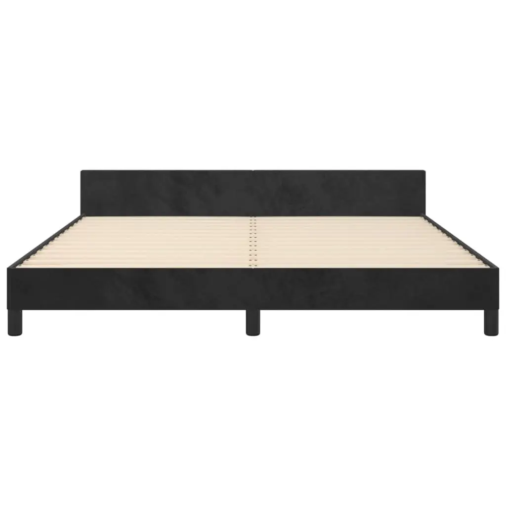 Queen Bed Frame Adjustable Height 152x203cm Black Velvet