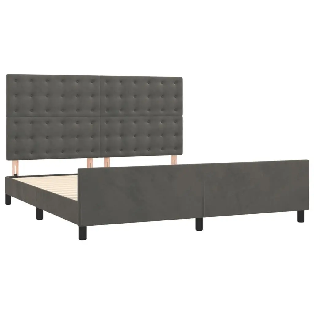 Dark Grey Velvet Queen Bed Frame for Restful Sleep