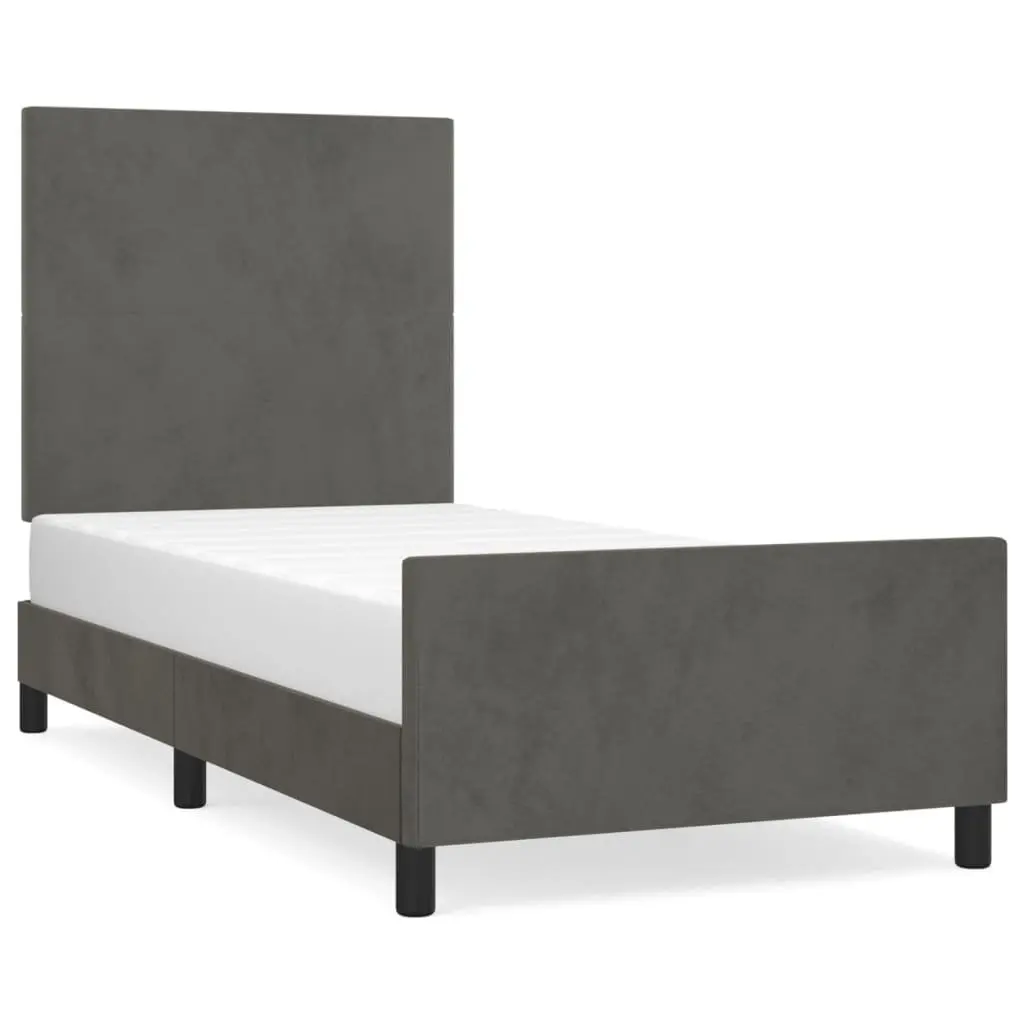 King Single Bed Frame Grey Velvet 107x203cm Bedroom Furniture