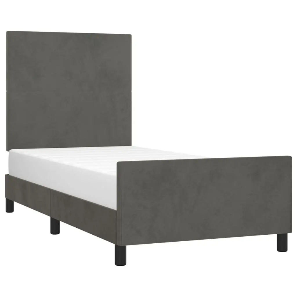 King Single Bed Frame Grey Velvet 107x203cm Bedroom Furniture