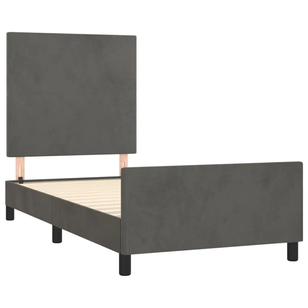 King Single Bed Frame Grey Velvet 107x203cm Bedroom Furniture
