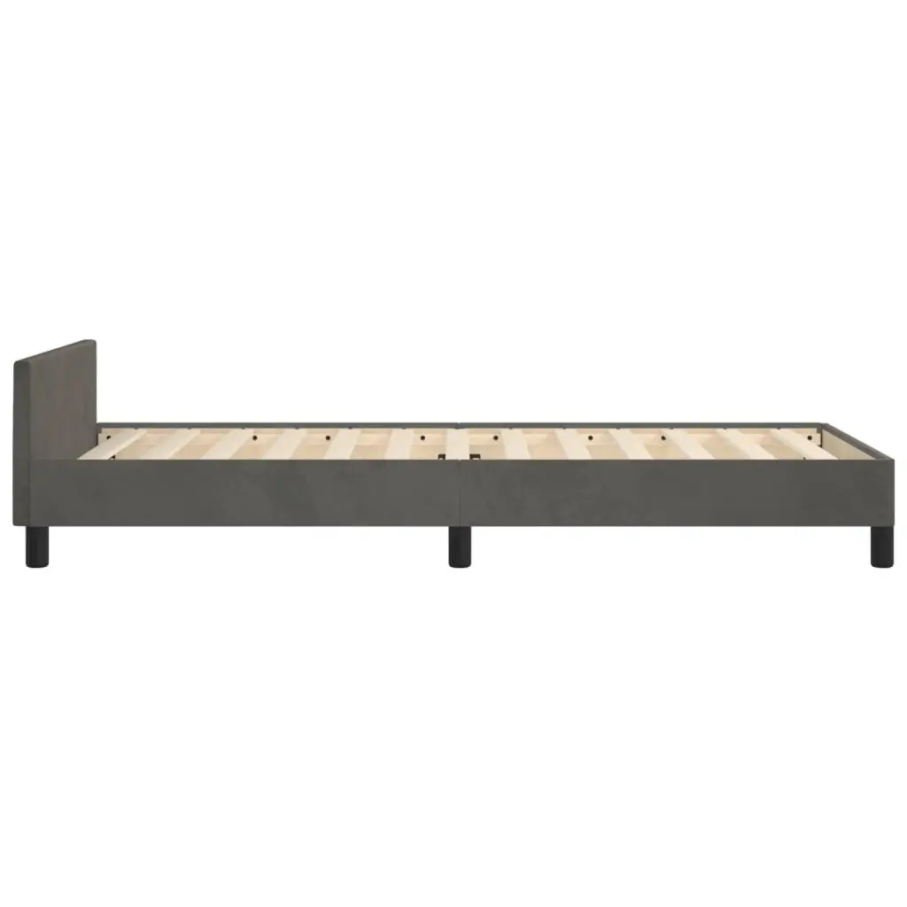 King Single Bed Frame Grey Velvet 107x203cm Bedroom Furniture