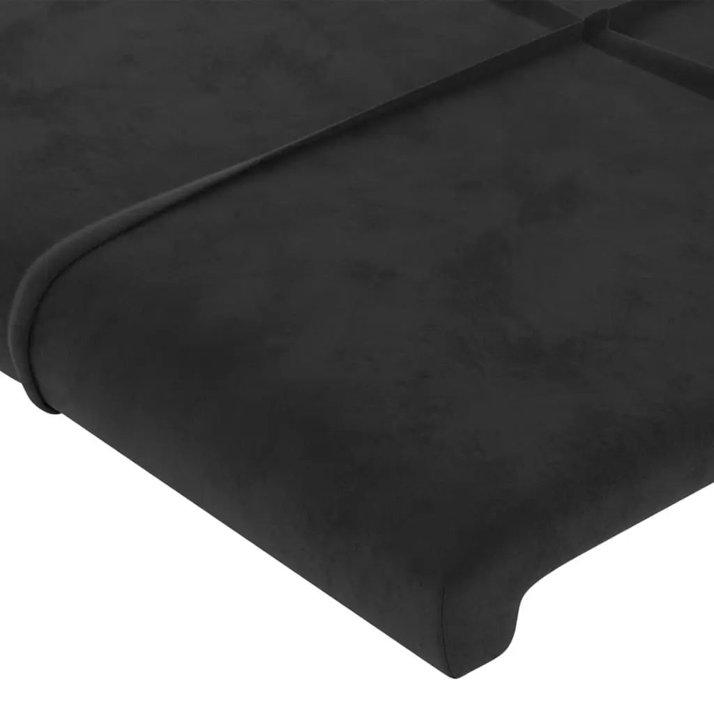 King Single Bed Frame Black Velvet Upholstered Platform 107x203cm