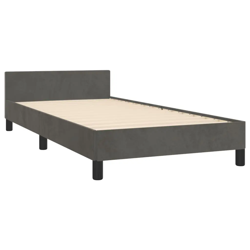 Adjustable King Single Bed Frame Grey Velvet 107x203cm