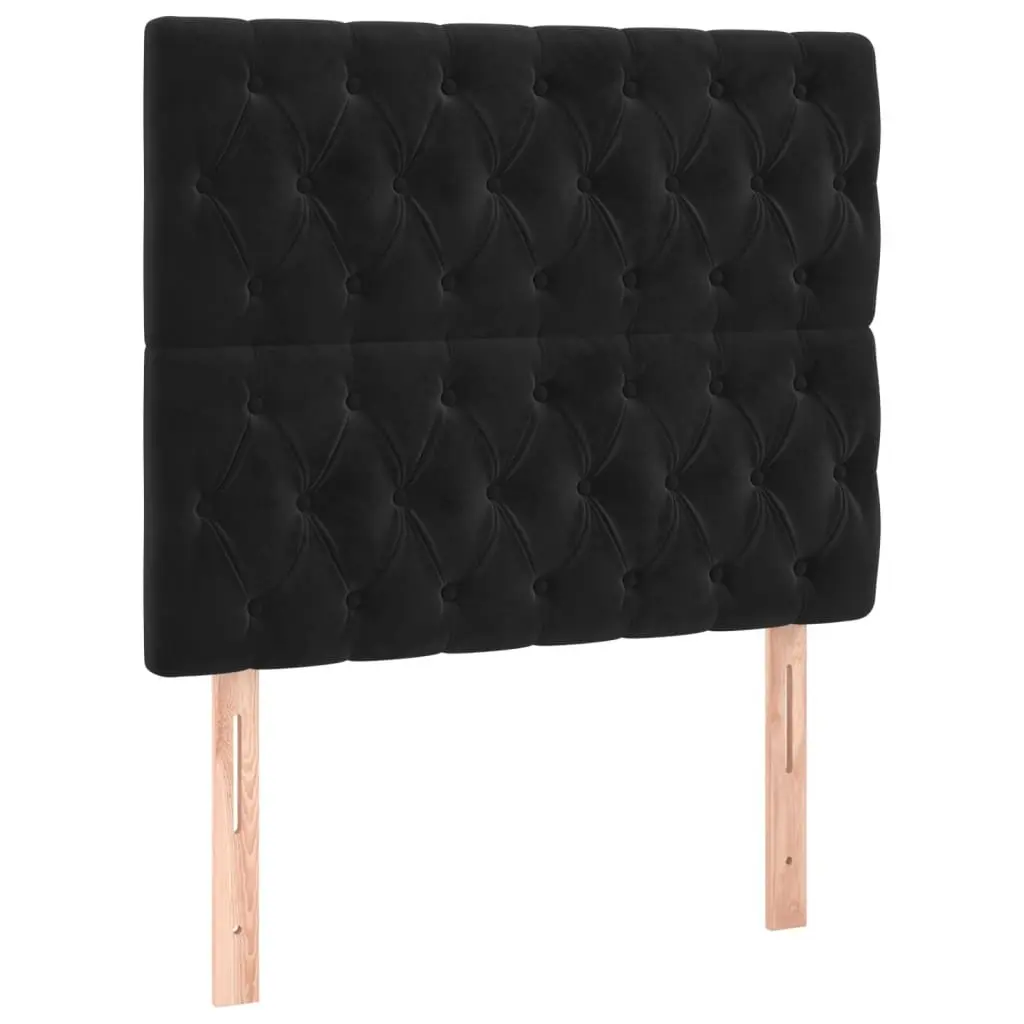 King Single Bed Frame Adjustable Black Velvet Headboard 107x203cm