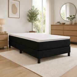 Comfort and Value: Black Fabric Box Spring Bed with Mattress