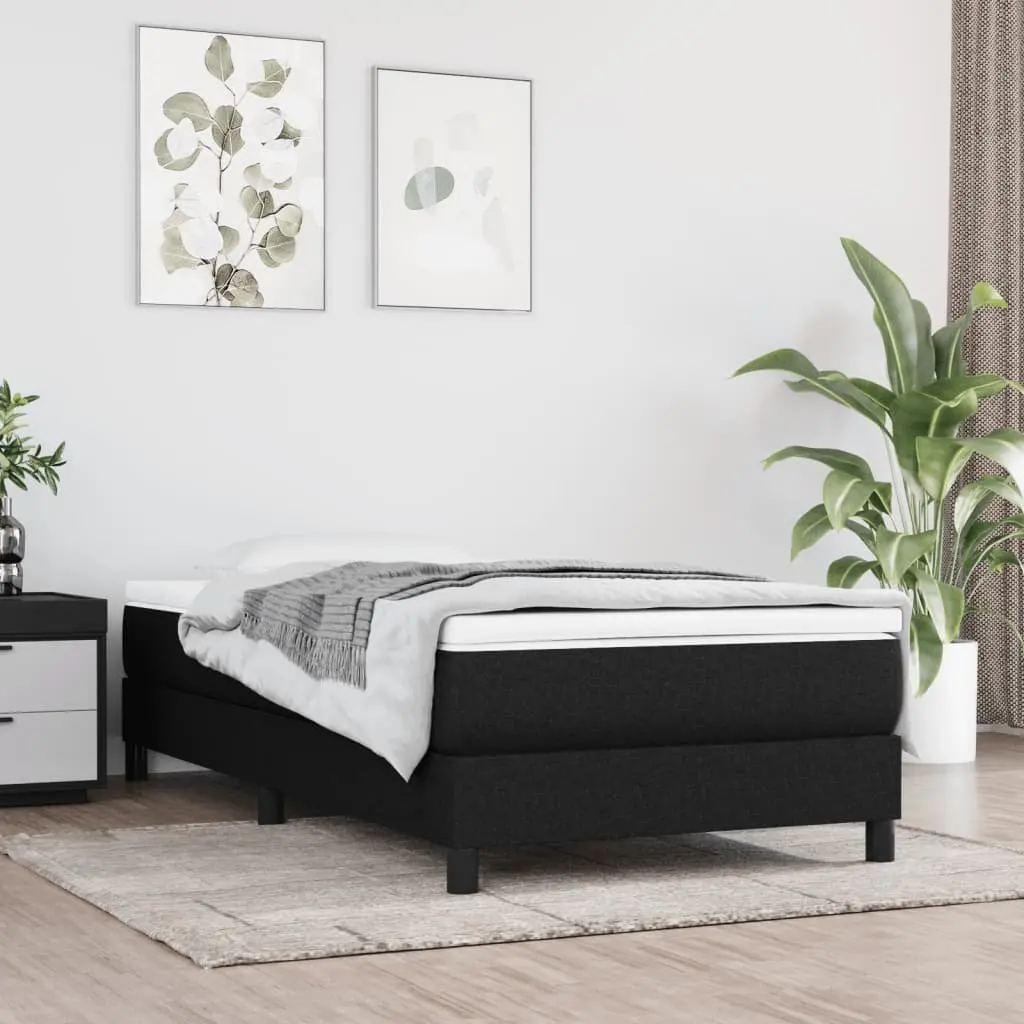 Pocket Spring Mattress Box Spring Bed Black Fabric King Single 106x203 cm
