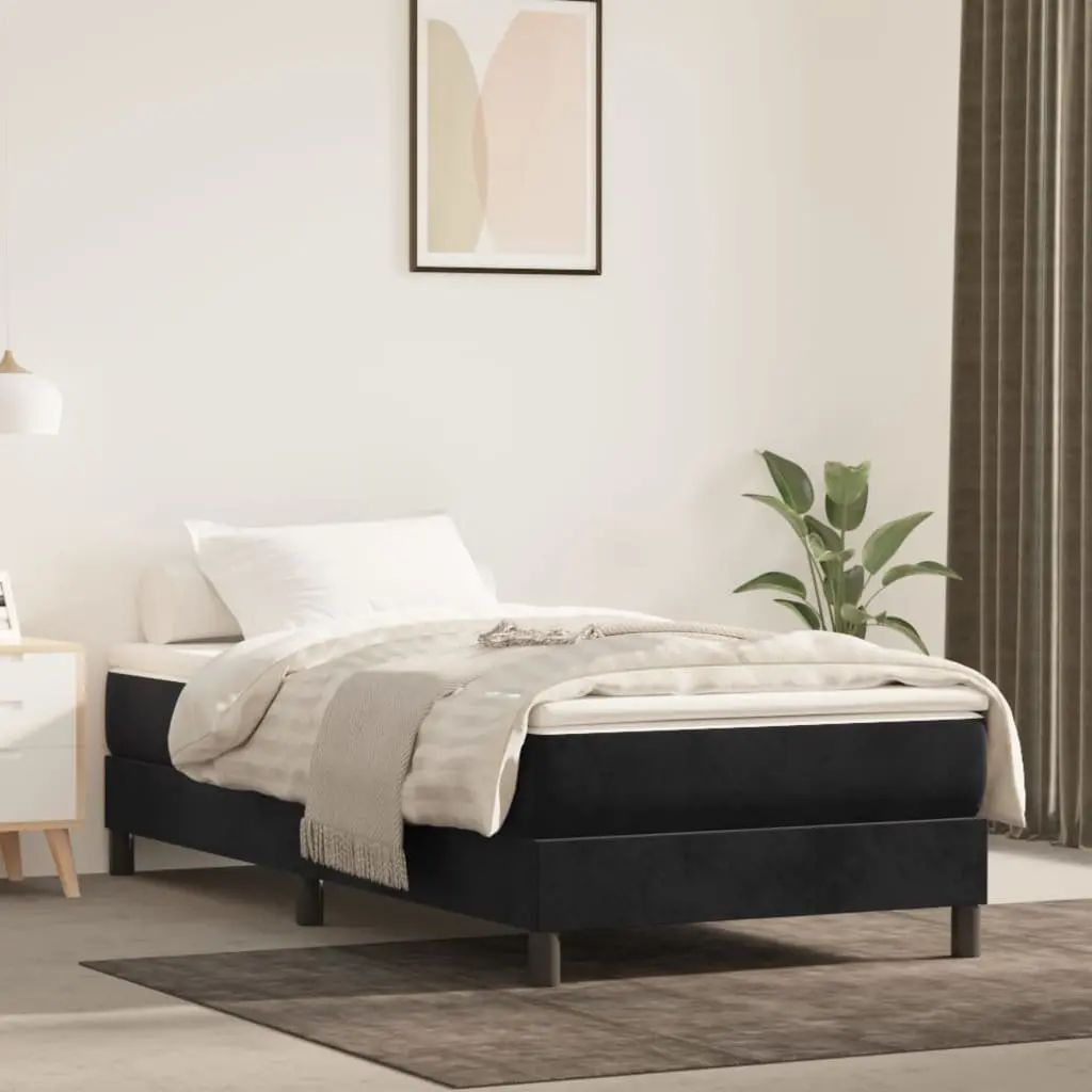 Box Spring Bed Pocket Spring Mattress King Single 106x203cm Black Velvet