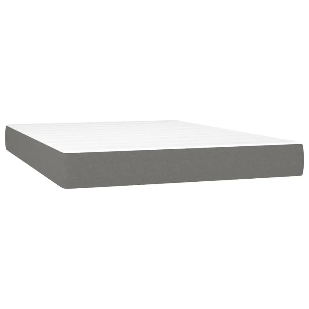 Box Spring Bed Queen Size with Pocket Spring Mattress Grey Fabric Headboard