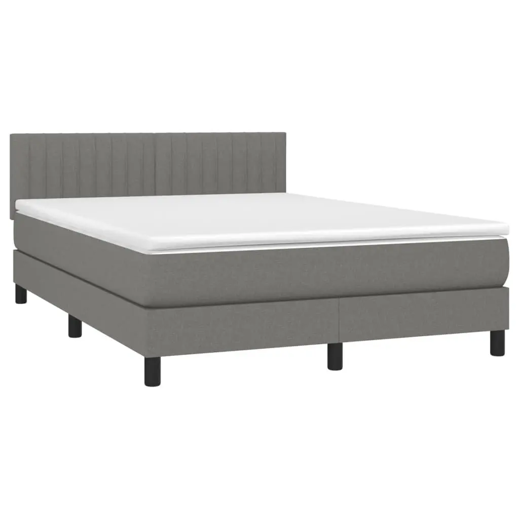 Queen Size Box Spring Bed with Pocket Spring Mattress Adjustable Headboard Dark Grey