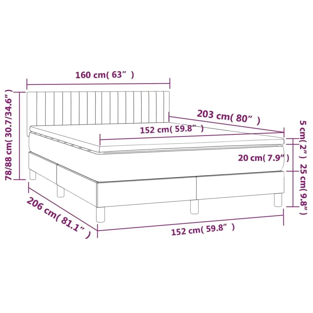 Queen Size Box Spring Bed with Pocket Spring Mattress Adjustable Headboard Dark Grey