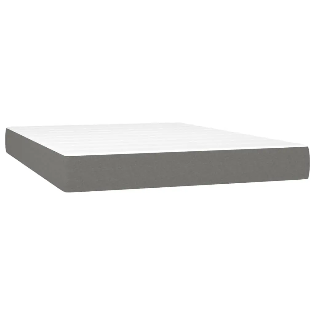 Queen Size Box Spring Bed with Pocket Spring Mattress Adjustable Headboard Dark Grey