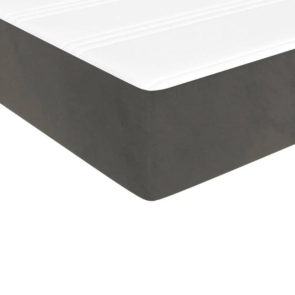 Queen Size Box Spring Bed with Pocket Spring Mattress Grey Velvet Headboard
