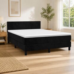 Queen Size Box Spring Bed with Pocket Spring Mattress Black Velvet 153x203 cm