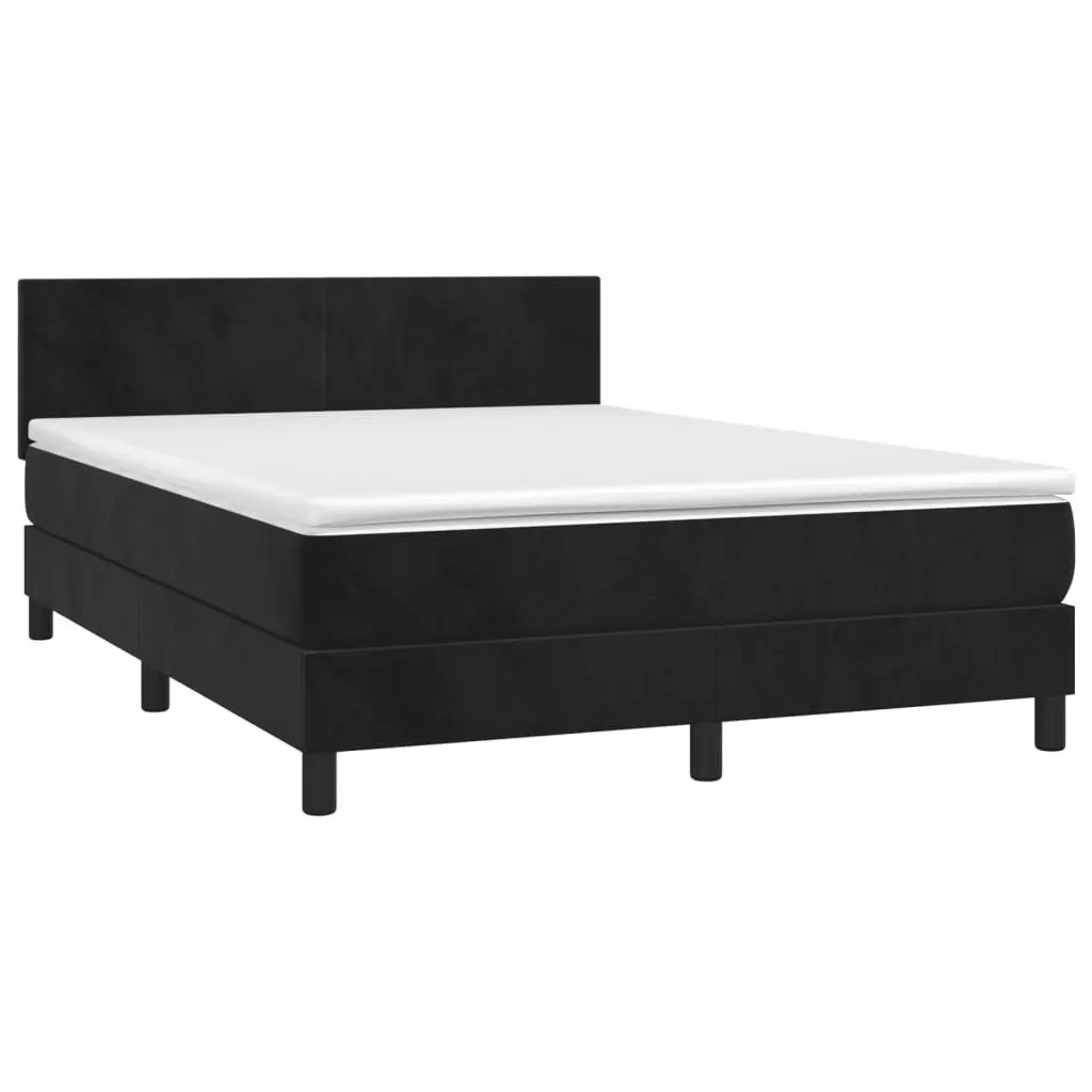 Pocket Spring Mattress Box Spring Bed Black Velvet Adjustable Headboard Queen Size 153x203cm