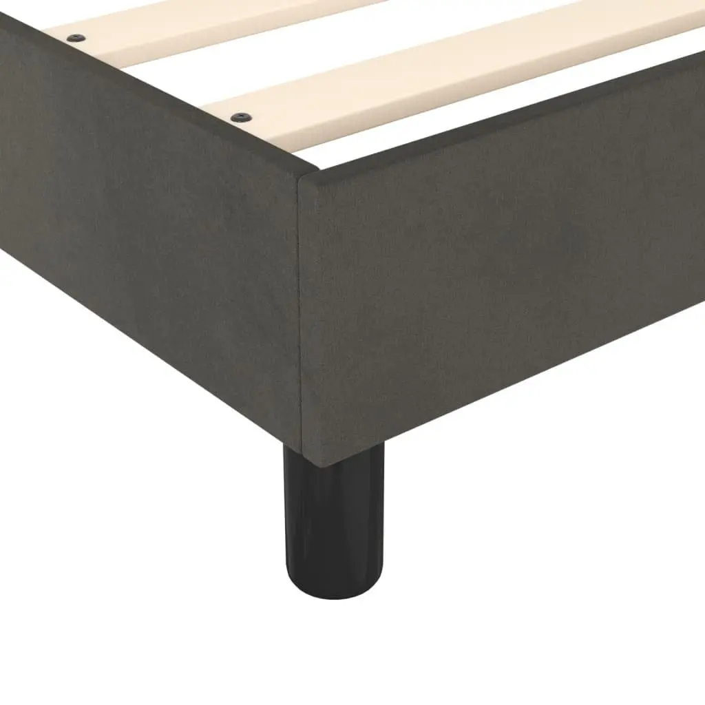 Queen Size Box Spring Bed in Dark Grey Velvet
