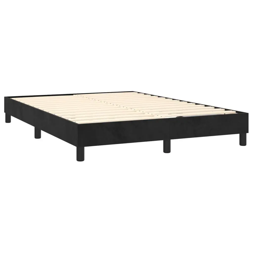 Black Velvet Box Spring Bed with Integrated Pocket Spring Mattress Queen Size 153x203cm