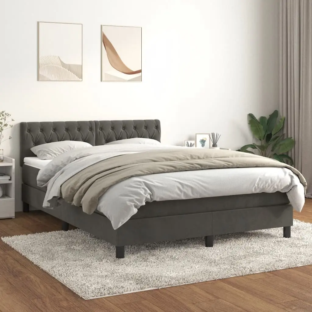 Box Spring Bed with Pocket Spring Mattress Adjustable Headboard Queen Size Grey