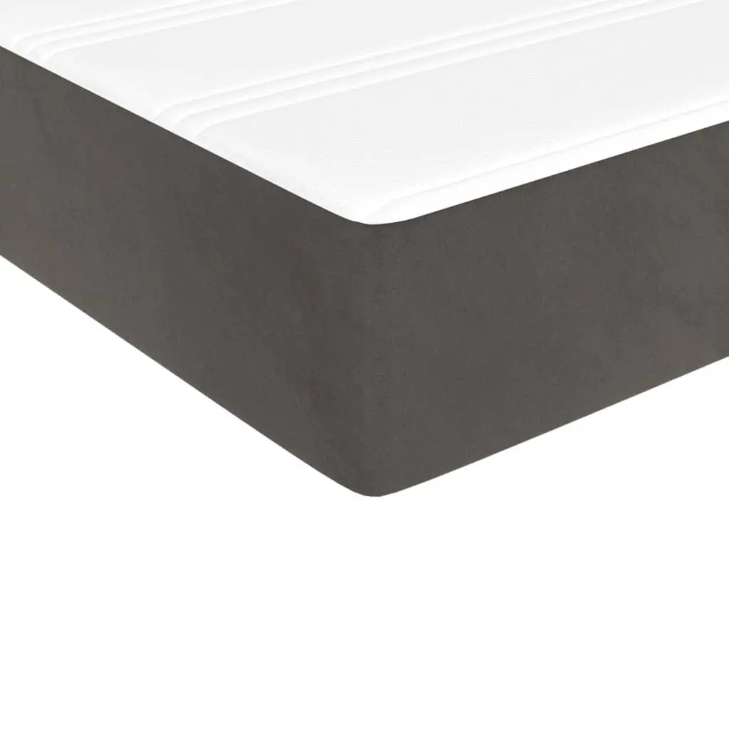 Grey Velvet Box Spring Bed 153x203cm