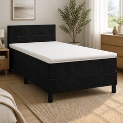 Box Spring Bed with Pocket Spring Mattress Black King Single 106x203 cm Velvet