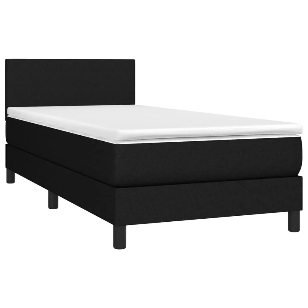 King Single Box Spring Bed with Pocket Spring Mattress Adjustable Headboard Black