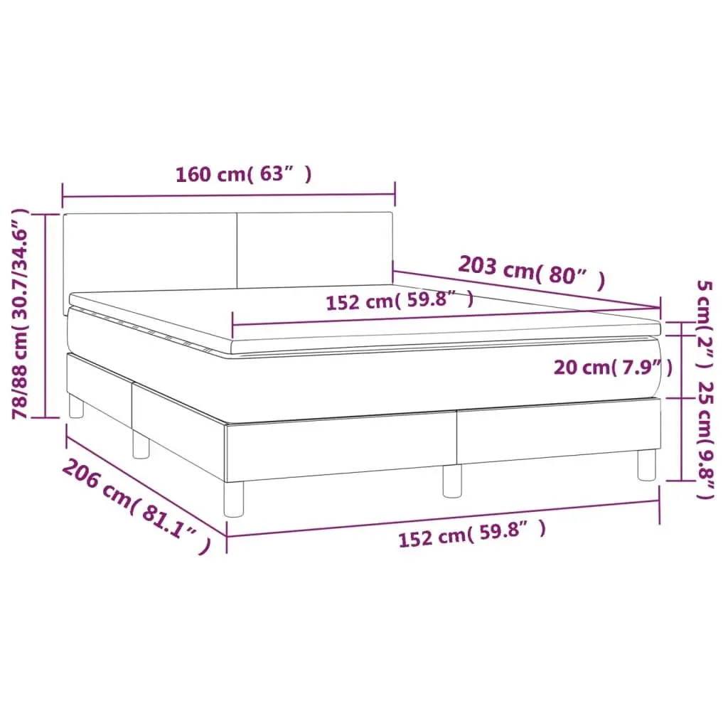 Box Spring Bed with Pocket Spring Mattress Queen Size Dark Grey