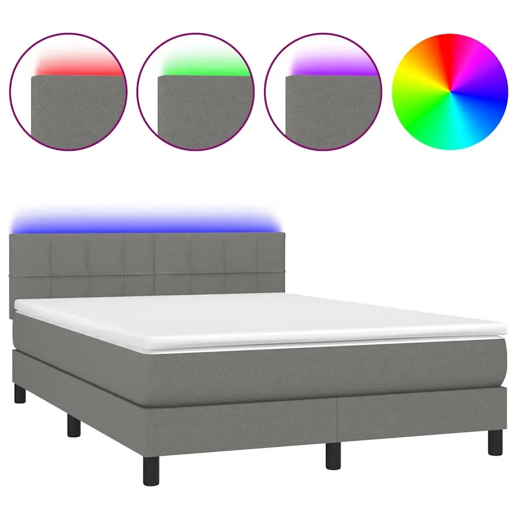 Queen Box Spring Bed with LED Lighting