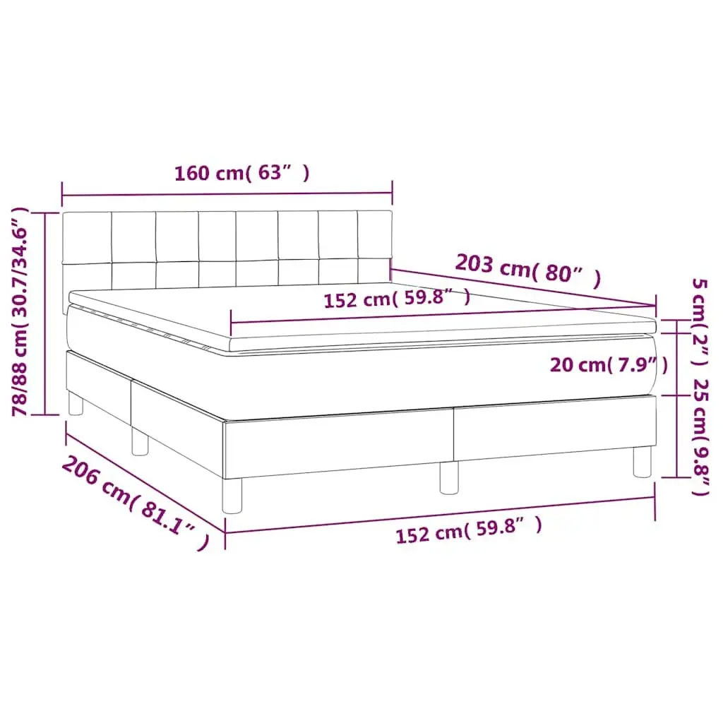 Queen Box Spring Bed with LED Lighting