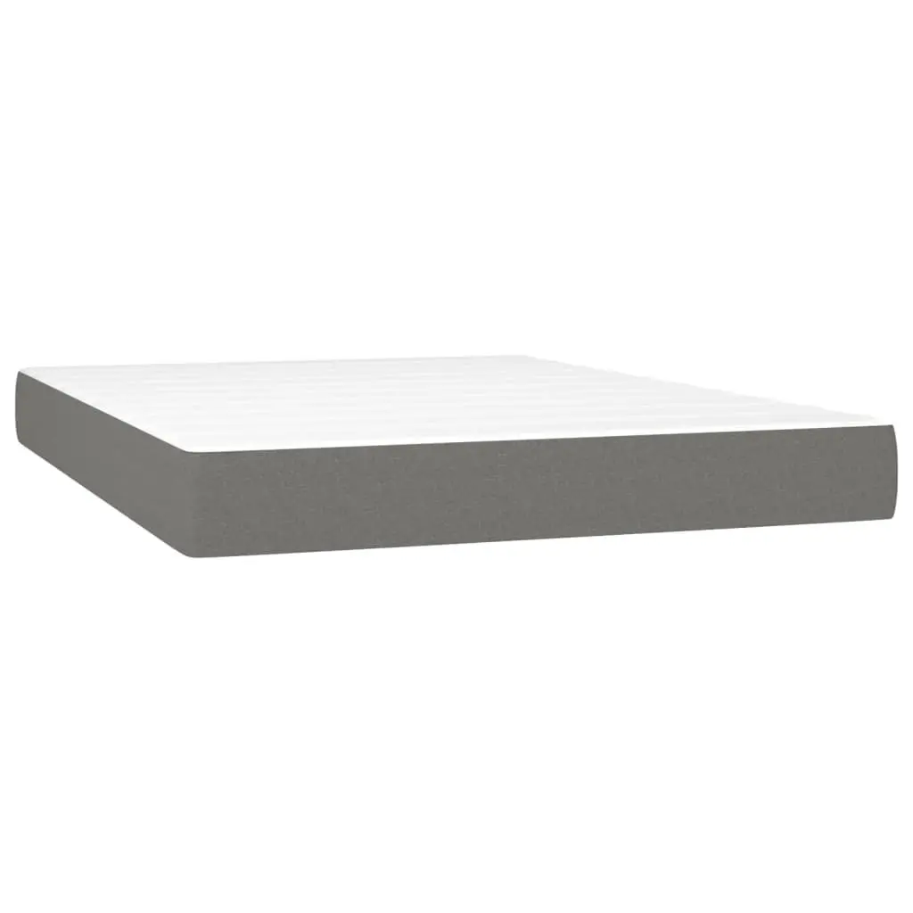 Queen Size Box Spring Bed with Pocket Spring Mattress LED Headboard Grey Fabric