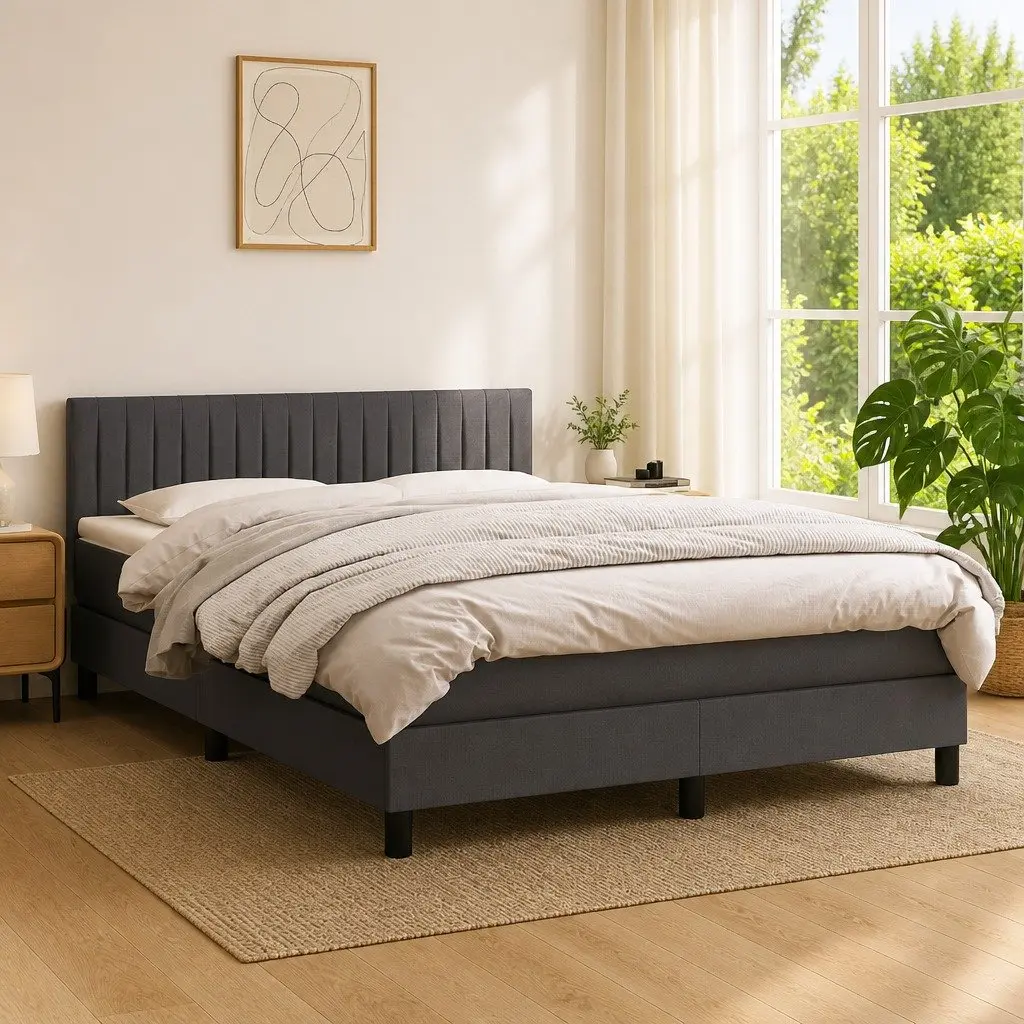 Queen Size Box Spring Bed with LED Lighting